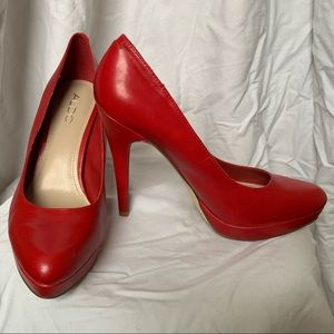 ALDO red leather pumps
